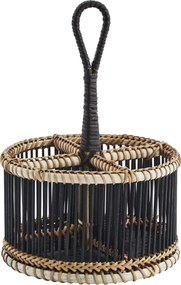 Suport pentru tacâmuri din bambus, 4 compartimente, D19×H17 cm, „Bamboo Cutlery Holder"