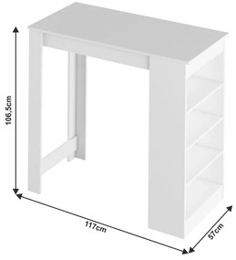 Masă de bar AUSTEN, albă