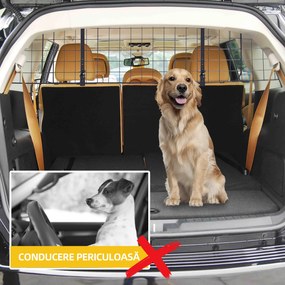PawHut Bariera Separator de Protectie Masina pentru Caini Reglabila 91-145x30cm