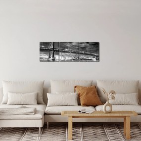 Tablou - Podul Benjamin Franklin, Philadelphia, alb-negru (cu ceas) (90x30 cm)