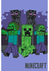 Pătură pentru copii din polar, fleece 100x150 cm Minecraft "Mobs coming for you" – Jerry Fabrics