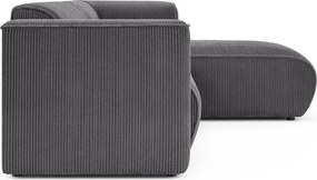 Colțar gri închis cu tapițerie din catifea reiată (cu colț pe partea dreaptă/cu șezlong) Merid – Ropez