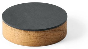 Cutie de depozitare gri antracit-în culoare naturală din lemn și din piele ecologică cu capac, decorativă ø 11x3,5 cm Circle Nupo – LIND DNA