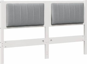 vidaXL Tăblie tapițată cu headboard Alb 140 cm Lemn de pin masiv