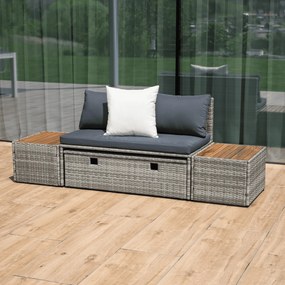 Set rattan de grădină DEBRA, gri/natural/crem