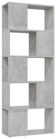 809093 vidaXL Bibliotecă/Separator cameră, gri beton, 60x24x155 cm