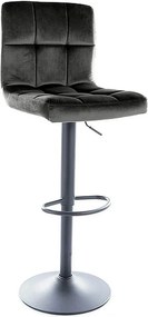 Scaun bar C105, negru - Bluvel 19, stofa catifelata/metal, 42x39x96/11