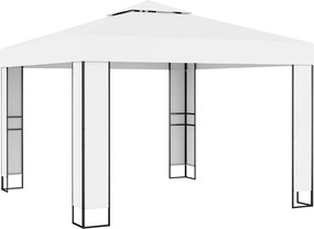 vidaXL Pavilion cu acoperiș dublu, alb, 3 x 3 m