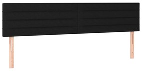 Pat cu arcuri, saltea si LED, negru, 160x200 cm, textil Negru, 160 x 200 cm, Benzi orizontale