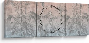 Tablou - Plante tropicale pe perete (cu ceas) (90x30 cm)