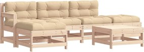 vidaXL Set mobilier relaxare de grădină & perne 6 piese lemn masiv pin