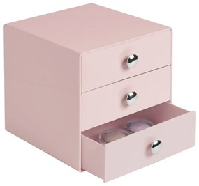 Organizator cu 3 sertare iDesign, 16,5 x 16,5 cm, roz