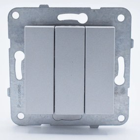 Intrerupator triplu, 10A, IP20, Argintiu, Panasonic Arkedia Slim/Karre Plus
