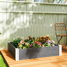 Outsunny Pat Înălțat de Grădină din Vinil, 102x102x33 cm, Kit Modular cu Picioare Interconectabile și Fund Deschis, Jardinieră pentru Flori, Ierburi și Legume, Gri Închis | Aosom Romania