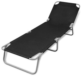 vidaXL Șezlong pliabil, negru, oțel vopsit electrostatic
