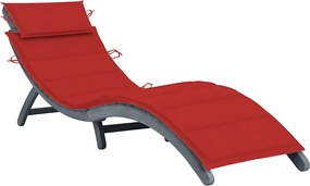 vidaXL Șezlong de grădină cu pernă gri, lemn masiv de acacia