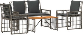 vidaXL Set de Mobilier pentru Exterior 4 pcs Negru și Gri închis