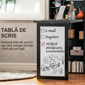 HOMCOM Birou Modern Pliabil cu Bibliotecă și Tablă, din Lemn și Metal, 98x51x153 cm, Negru | Aosom Romania