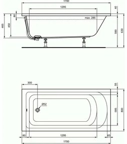 Cada dreptunghiulara Ideal Standard Hotline 170x80 cm