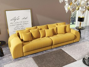 Canapea extensibilă dumonde cu 2 lăzi de depozitare si sezut confortabil din spuma high-density, Verona Ambiance Mustar 310x100 cm