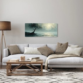 Tablou - pictură în ulei de un copac cu oceanul (120x50 cm)