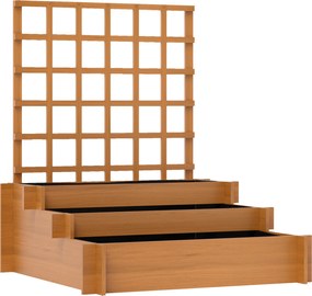 Outsunny Jardinieră cu 3 Niveluri și Grilaj pentru Plante Cățărătoare, Straturi Ridicate din Lemn, 95x95x110cm, Natural | Aosom Romania