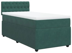 3287671 vidaXL Pat box spring cu saltea, verde închis, 100x200 cm, catifea