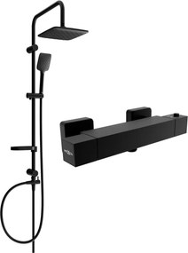 Mexen Cube Sven set de duș cu montare pe perete cu duș de ploaie și baterie termostatică de duș, negru - 77200262-70