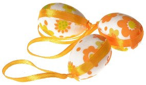 Set de ouă de Paște cu model floare galbenă,înălțime 4 cm,  12 bucăți în pachet