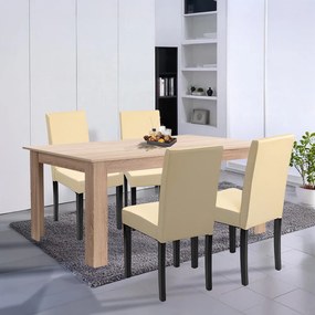 Set de masă Leon 4+1 stejar Sonoma-bej