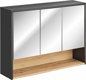 Dulap cu oglinda 100 cm cu 3 usi Comad Borneo gri cosmos