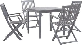 vidaXL Set mobilier de grădină, 5 piese, gri, lemn masiv de acacia