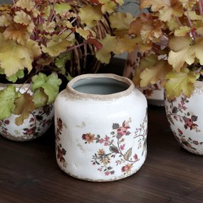 Ghiveci din ceramica cu motiv floral, H14.5/D14.5 cm, Nancy