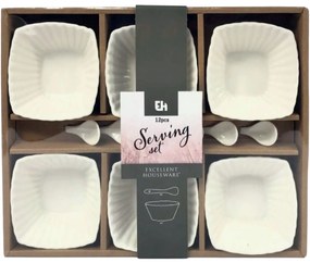 Set boluri de servire cu lingurițe EH Wavy pătrat,12 pcs