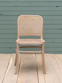 Scaun dining bej din lemn de fag, rattan si trestie, Paula