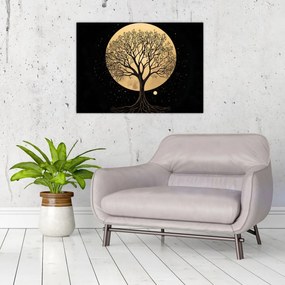 Tablou pe sticlă – Arbore în lună plină aurie I. (70x50 cm)
