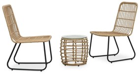 48583 vidaXL Set mobilier de bistro, 3 piese, stejar, poliratan