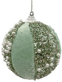 Glob de Craciun Velvet Pearl 8cm, Verde menta