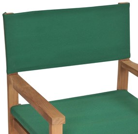 Scaun de regizor, verde, lemn masiv de tec 1, Verde