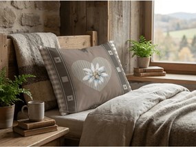Fata de perna din amestec de bumbac HEART RETRO POLY 50x70 cm, maro