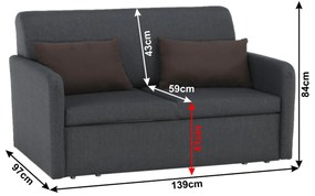 Canapea extensibilă, gri/maro, LUSITA
