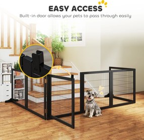 PawHut Poarta pentru câini pliabilă, 432 x 36 x 70 cm Lemn de pin, Negru | Aosom Romania