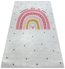 BAMBINO 47810 covor lavabil Curcubeu, puncte pentru copii anti-alunecare - alb / roz