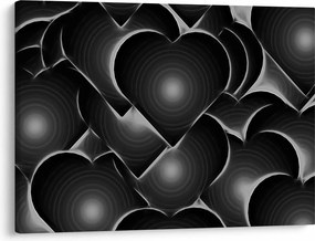 Tablou cu inimile alb - negre (70x50 cm)