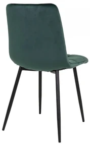 Scaun dining verde din catifea cu picioare negre Middelfart
