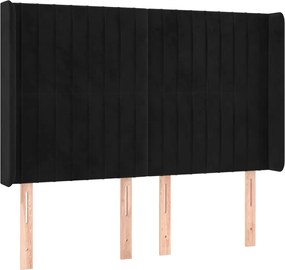 vidaXL Tăblie de pat cu aripioare, negru, 147x16x118/128 cm, catifea