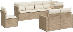 vidaXL Set canapele de grădină, 8 piese, cu perne, bej, poliratan