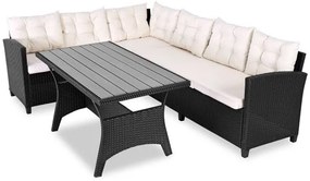 Deuba Set rattan Sedan - perne negre + albe