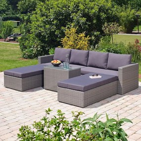 Set mobilier de grădină gri din ratan artificial pentru 4 persoane Drammen - Bonami Selection