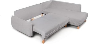 Colțar gri deschis extensibil/cu spațiu de depozitare cu tapițerie din catifea reiată (cu colț pe partea stângă/în formă de ”L”) Tori – Bonami Selection